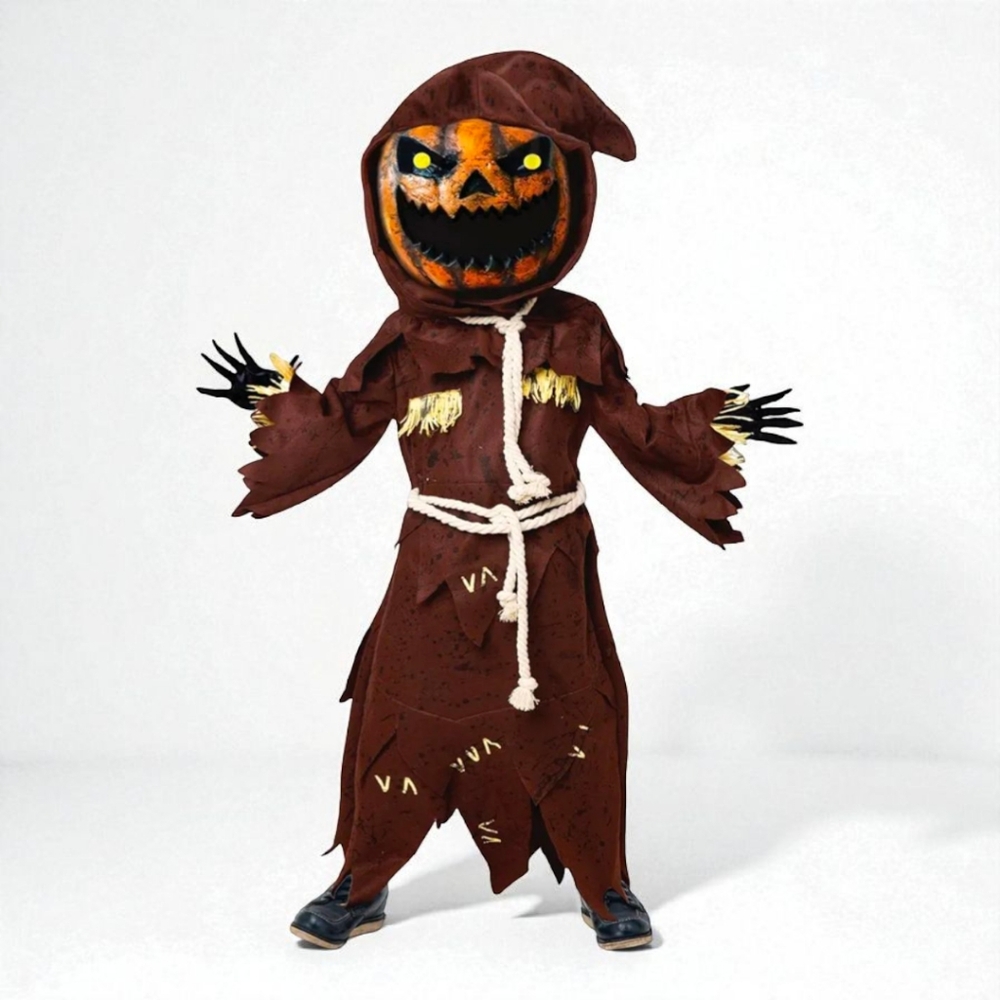 Kids Scary Scarecrow Pumpkin Head Costume by Spooktacular Creations, XL